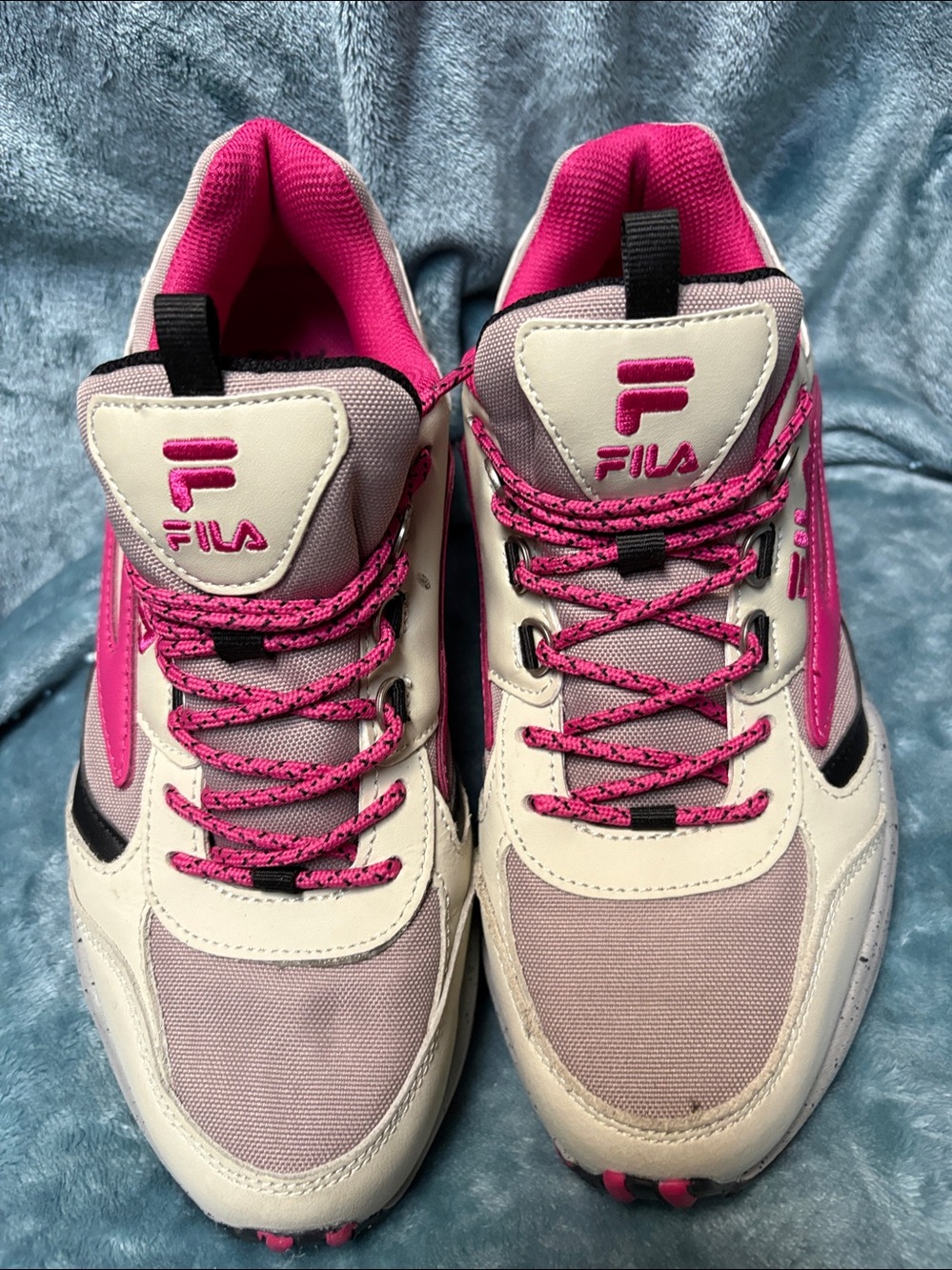 Fila White and Hot Pink Women's Athletic Sneakers size 10 Excellent